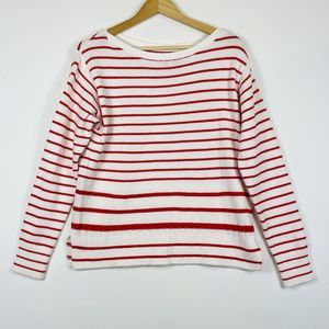 Caslon Red White Stripe‎ Knit Boatneck Pullover Sweater Womens Small NEW NWT